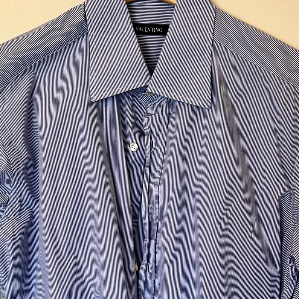 Valentino Classic Blue and White Striped Shirt